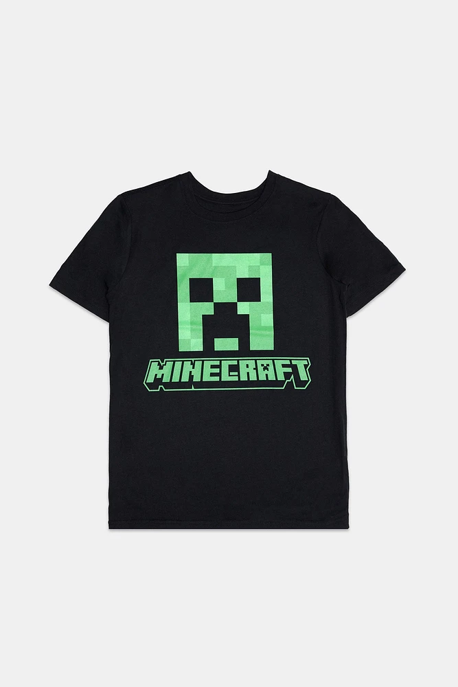 Youth Minecraft Simple Creeper T-Shirt - Black /
