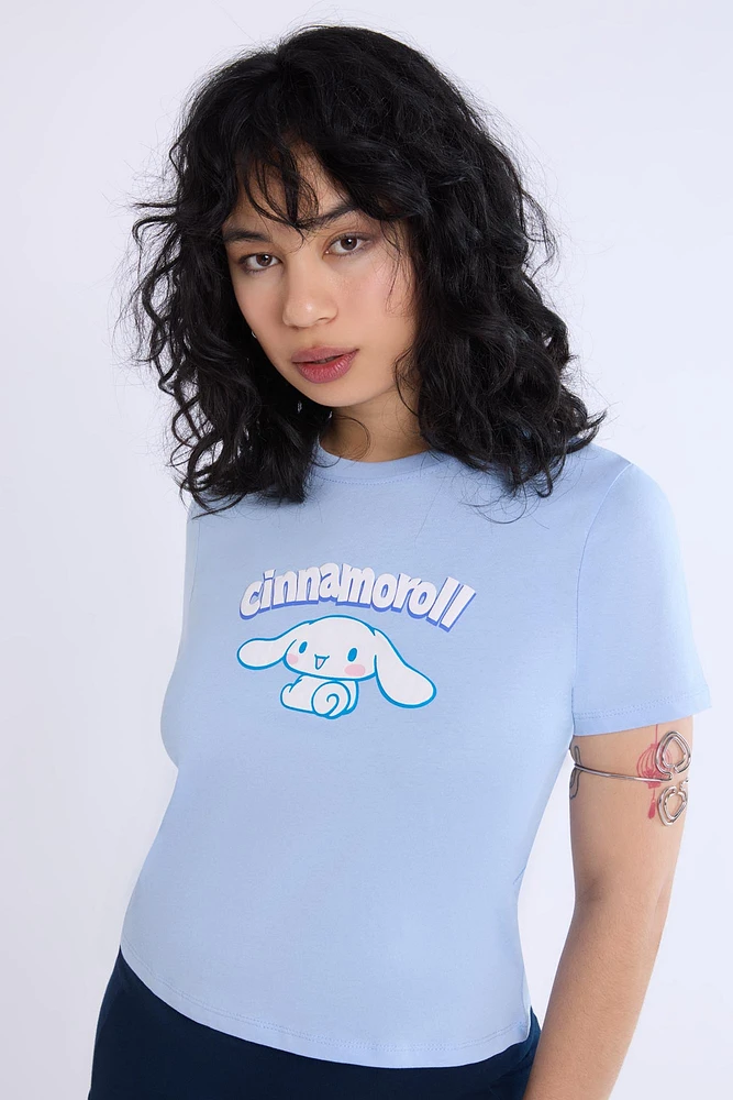 Womens Cinnamoroll Puff Baby Tee - Blue /