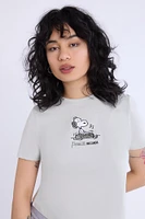 Womens Peanuts DJ Embroidered Tee - Sage /