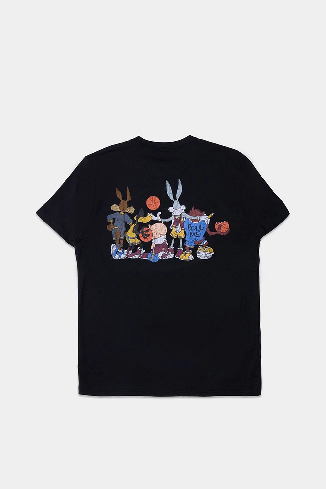 Mens Looney Tunes Basketball Graphic T-Shirt - Black /