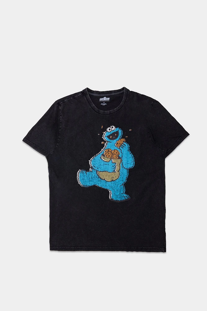 Mens Cookie Monster Graphic T-Shirt - Black /