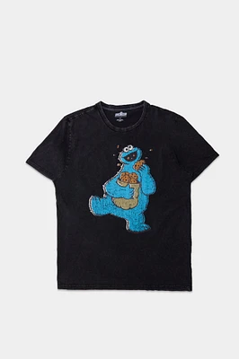 Mens Cookie Monster Graphic T-Shirt - Black /