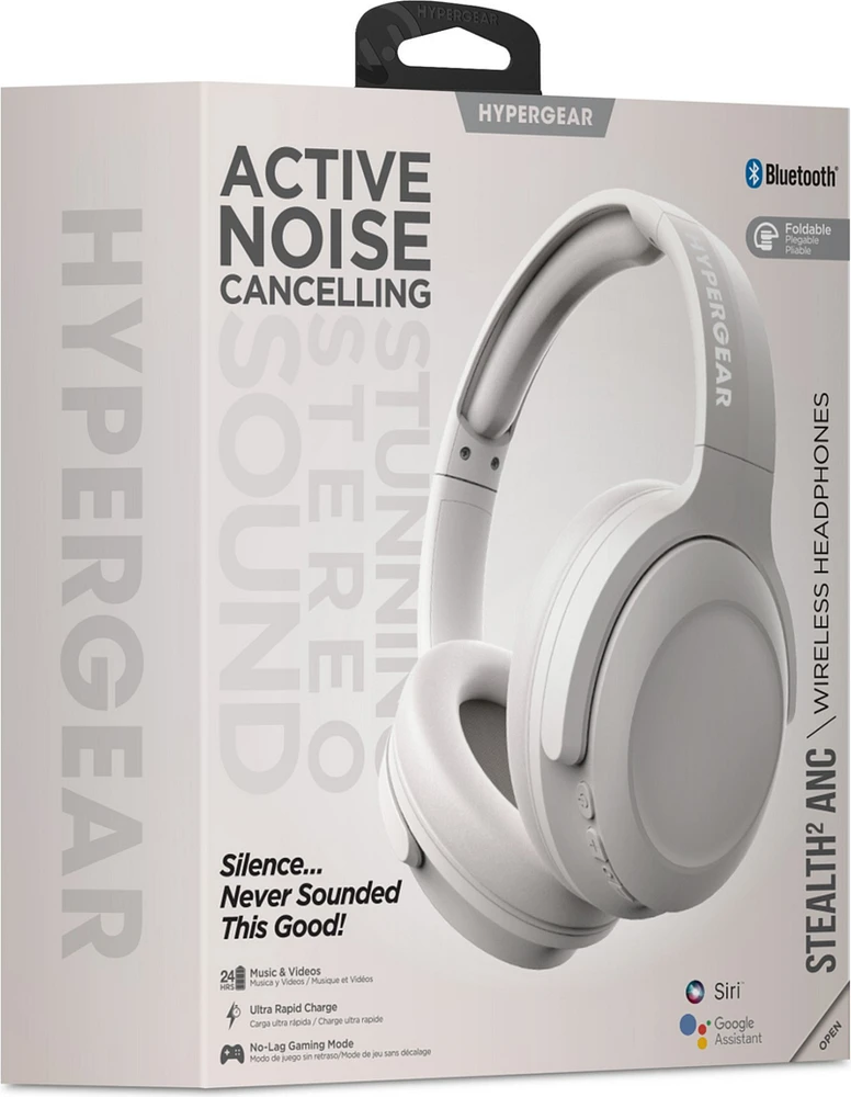 Hypergear Stealth2 ANC Wireless On-Ear Headphones - White