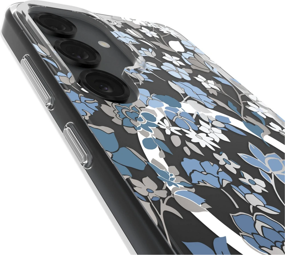 Protective Case Compatible w/MagSafe Flowerbed Blue with Gems for Samsung Galaxy S25+