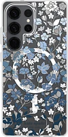 Protective Case Compatible w/MagSafe Flowerbed Blue with Gems for Samsung Galaxy S25 Ultra