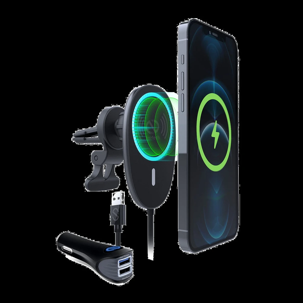Naztech MagLock Fast Charging Vent Mount w/ Dual Port CLA Car Charger