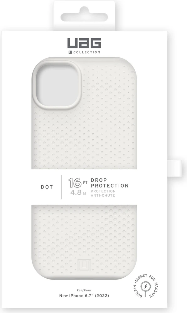 Étui Dot compatible avec MagSafe UAG - iPhone 14 Plus, blanc (Marshmallow)