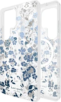 Protective Case Compatible w/MagSafe Flowerbed Blue with Gems for Samsung Galaxy S25 Ultra
