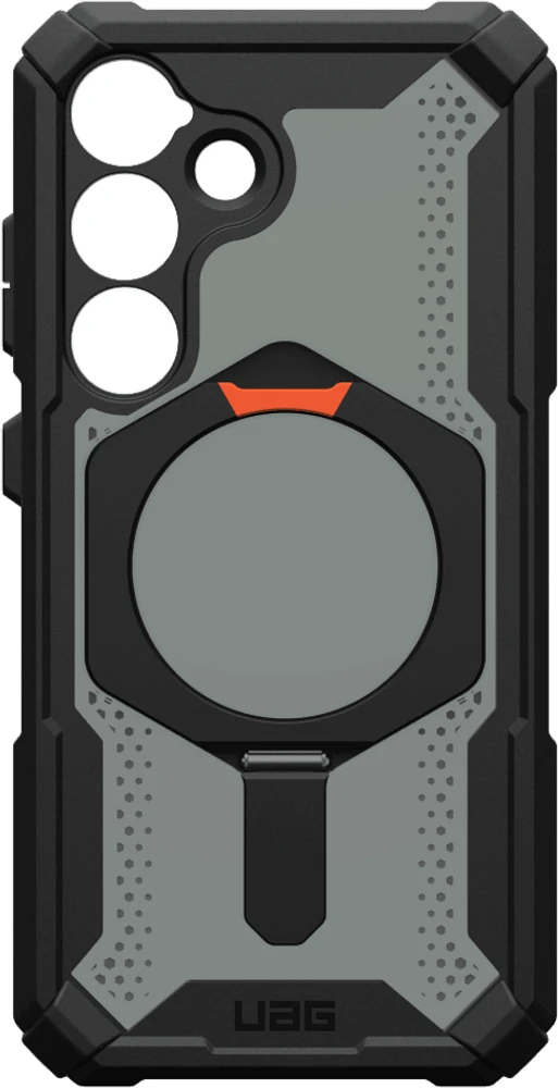 UAG 214469114097 Étui Robuste Plasma XTE Kickstand avec Magnet Noir/Orange pour Samsung Galaxy S25