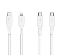 LOGiiX Sync & Charge 2 Pack 1.5M USB-C to USB-C and USB-C to Lightning - White
