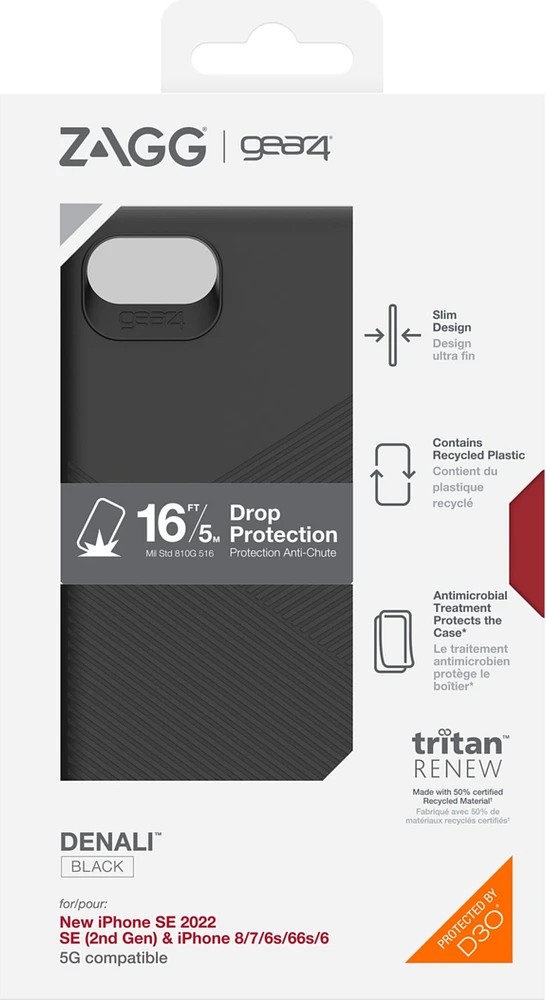 Gear4 étui Denali en D3O - iPhone SE (2022/2020)/8, noir