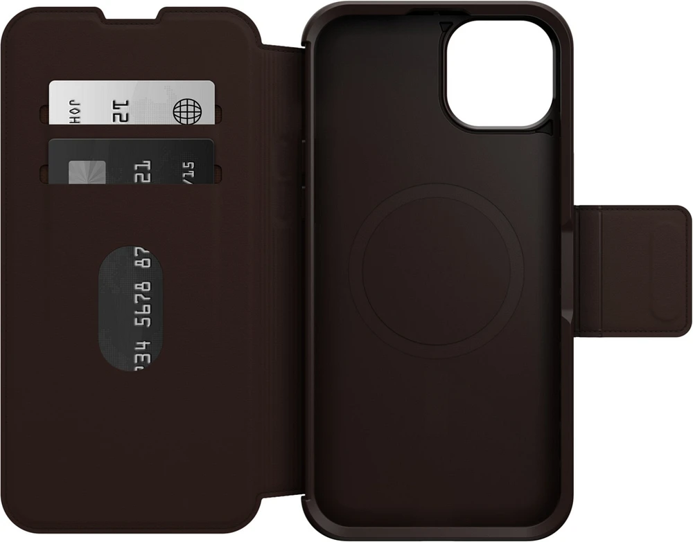 OtterBox 7793563 Étui Strada Folio MagSafe Espresso pour iPhone 15 Plus