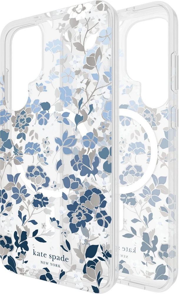 Protective Case Compatible w/MagSafe Flowerbed Blue with Gems for Samsung Galaxy S25+