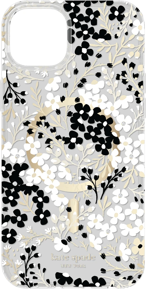 iPhone 15 Plus/14 Plus Kate Spade Protective Hardshell MagSafe Case - Black/White (Multi Floral)