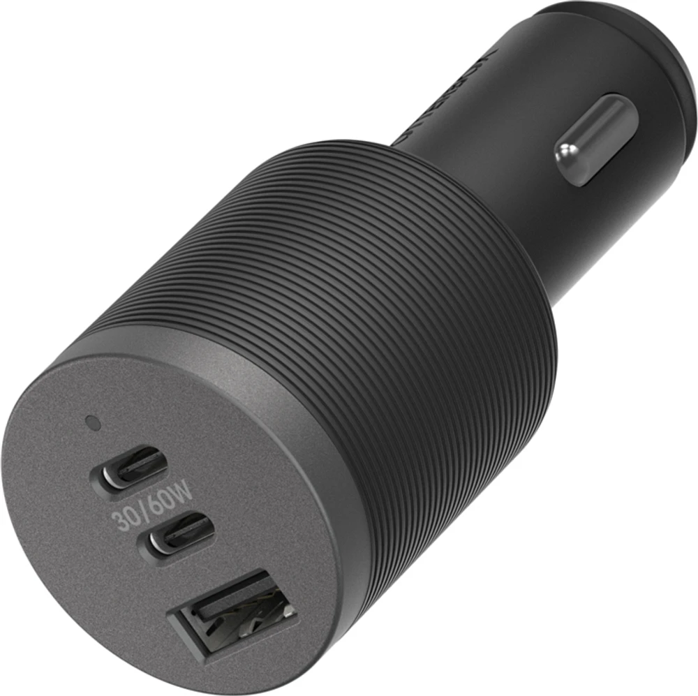 OtterBox 7880899 Chargeur de Voiture Dual USB-C Premium Pro avec USB-A supplémentaire 72 W (USB-C 30WX2 + USB-A 12 W) Nightshade (Noir)