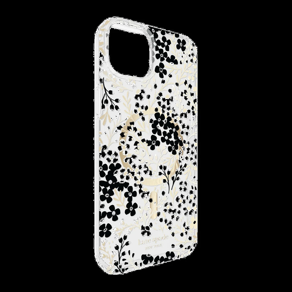 iPhone 15 Plus/14 Plus Kate Spade Protective Hardshell MagSafe Case - Black/White (Multi Floral)
