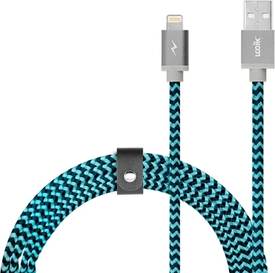 Piston Connect Braid 1.5M USB-A vers Lightning - Bleu/Noir