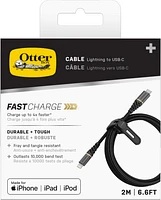OtterBox - Premium Fast Charge USB C to Apple Lightning Cable 2m - Glamour Black