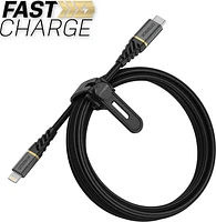 OtterBox - Premium Fast Charge USB C to Apple Lightning Cable 2m - Glamour Black