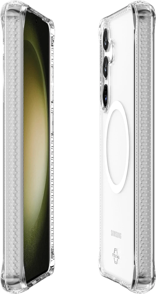 ITSKINS SGZPHMACRTRSP Étui Hybrid_R Clear Compatible avec MagSafe Transparent pour Samsung Galaxy S25+