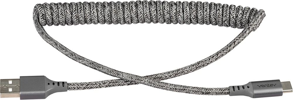 Ventev COILCABACVNV Câble de Charge/Sync Helix Coiled USB-C 1 pieds Gris