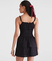 Solid V-Neck Smocked Fit & Flare Dress