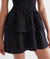 Solid V-Neck Smocked Fit & Flare Dress