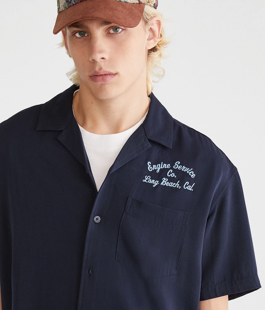 Short Sleeve Long Beach Auto Repair Boxy Camp Shirt