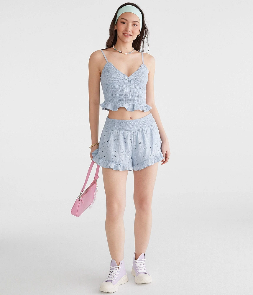 Eyelet Ruffle Boxer Shorts