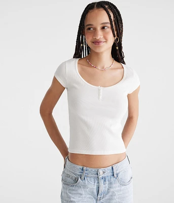 Seriously Soft Henley Tiny Top