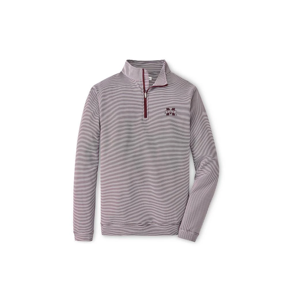 Mississippi State Peter Millar Perth Mini Stripe Stretch 1/4 Zip Pullover