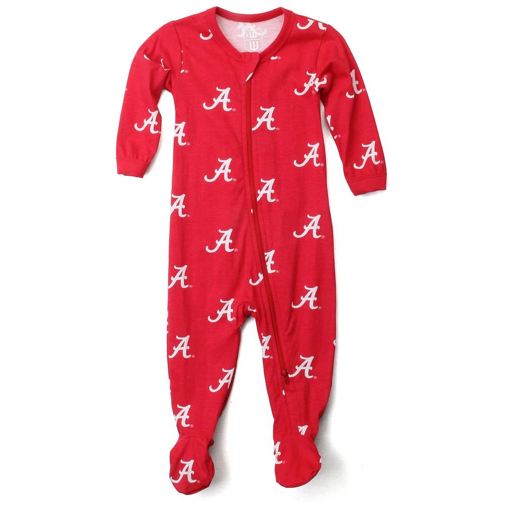 Alabama Wes And Willy Infant Zip Pajamas