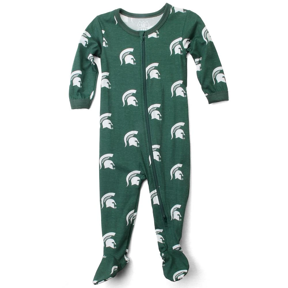 Michigan State Wes And Willy Infant Zip Pajamas