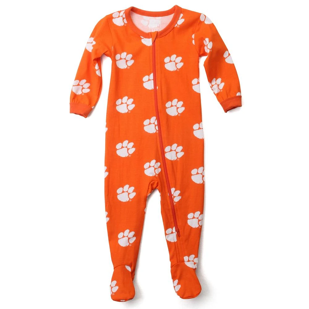 Clemson Wes And Willy Infant Zip Pajamas