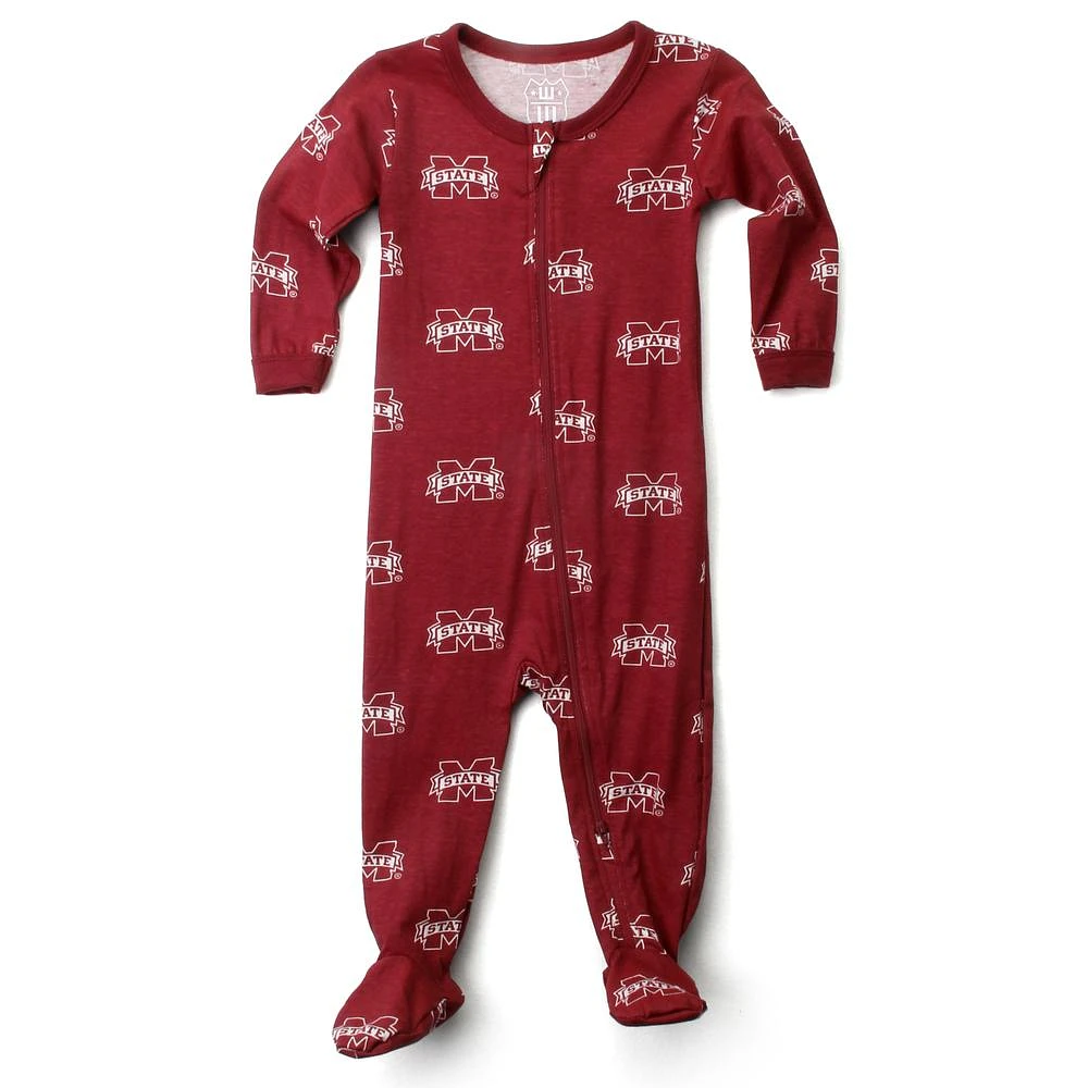 Mississippi State Wes And Willy Infant Zip Pajamas