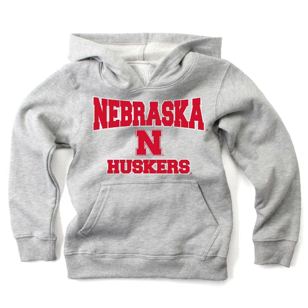 Nebraska YOUTH Stacked Logo Hoodie