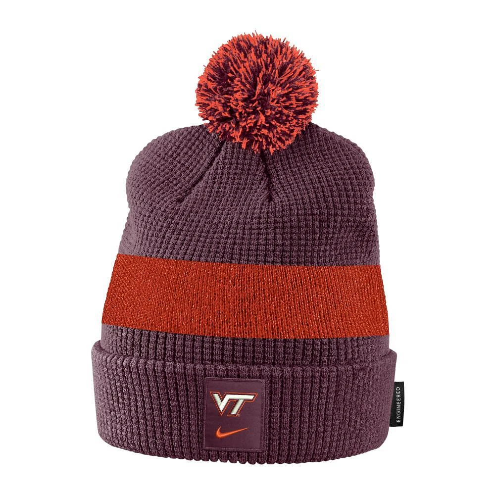 Virginia Tech YOUTH Nike Waffle Knit Pom Cuff Beanie