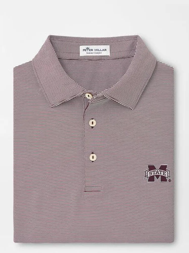 Mississippi State Peter Millar Jubilee Stripe Jersey Polo