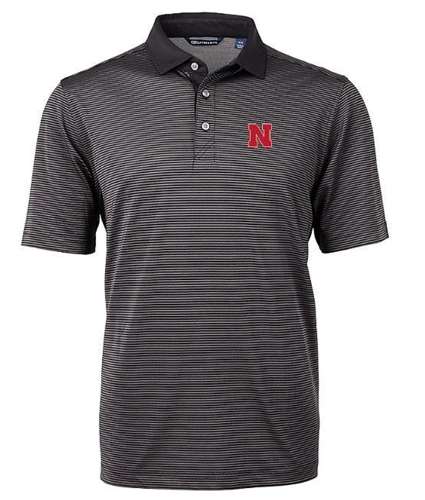 Nebraska Cutter & Buck Men's Virtue Eco Micro Stripe Polo