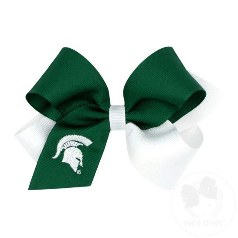 Michigan State Wee Ones Medium Two-Tone Grosgrain Hair Bow