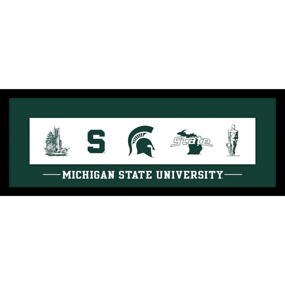 Michigan State 24 x 9 Logos On Glass Print