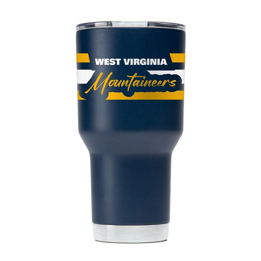 West Virginia Gametime Sidekicks 30 Oz Script Stripe Tumbler