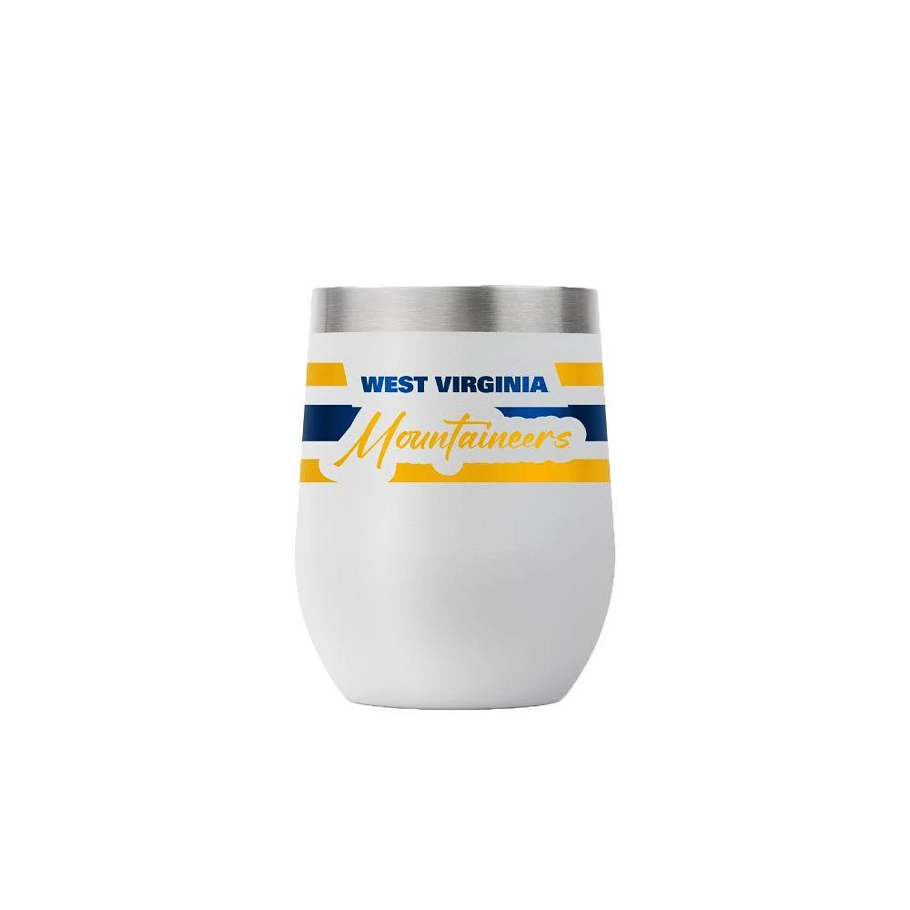 West Virginia Gametime Sidekicks 12oz Script Stripe Stemless Tumbler