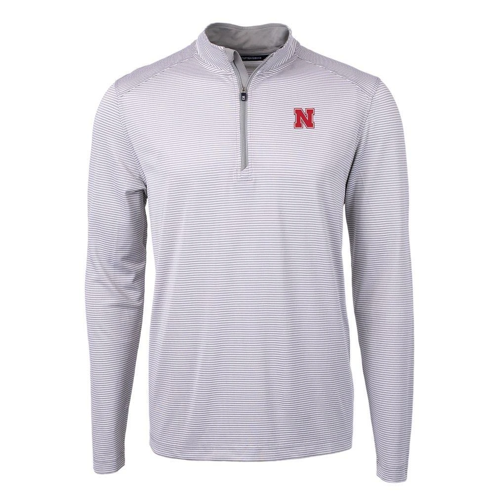 Nebraska Cutter & Buck Eco Pique Micro Stripe 1/2 Zip