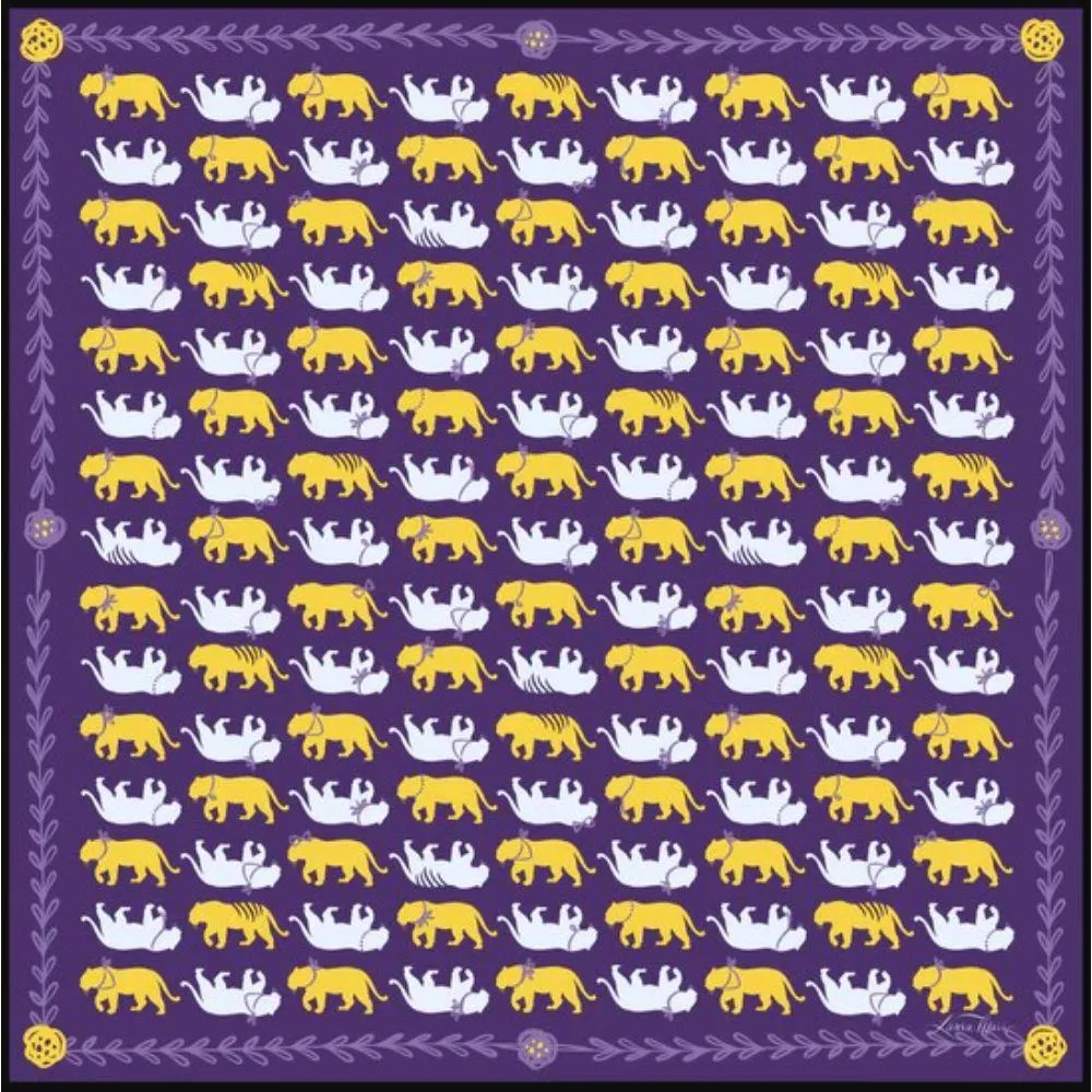 Spirit Tiger in Purple and Gold Scarf Bandana