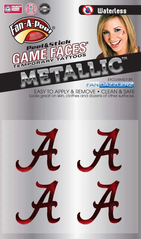 Alabama Metallic Waterless Face Tattoos