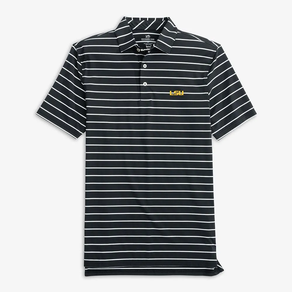 LSU Southern Tide Desmond Stripe Performance Polo