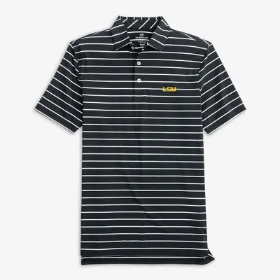 LSU Southern Tide Desmond Stripe Performance Polo