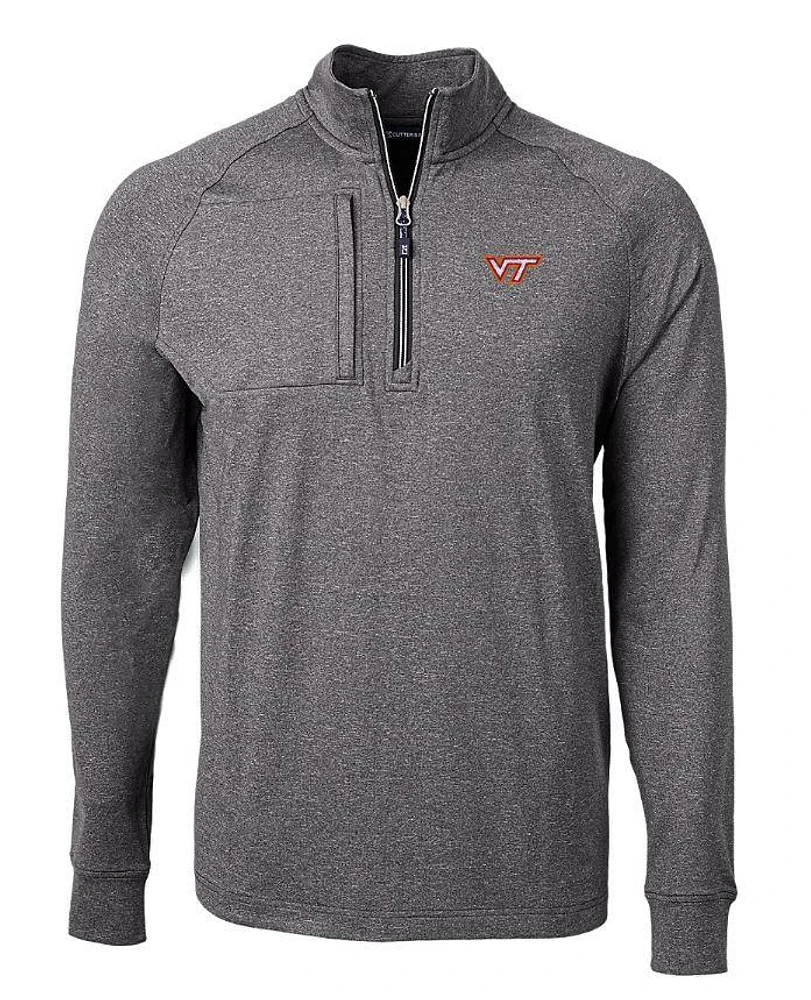 Virginia Tech Cutter & Buck Adapt Eco Knit Heather 1/4 Zip Pullover