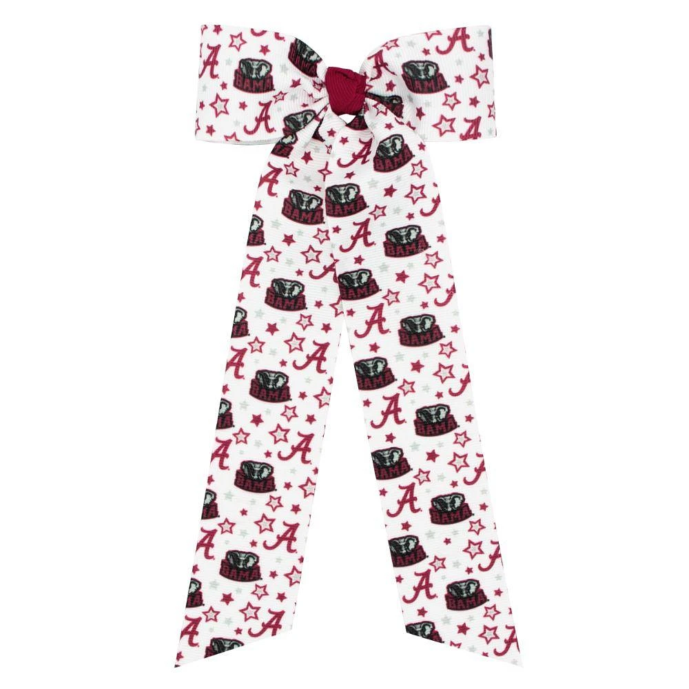 Alabama Medium Signature Print Stream Tail Tie Hair Bow